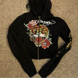 Ed Hardy Crop Zip Up Hoodie